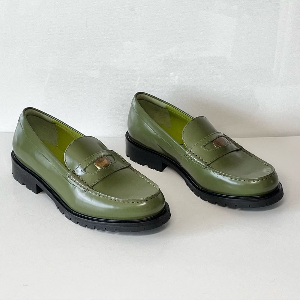 Free People Leather Liv Olive Green Loafer